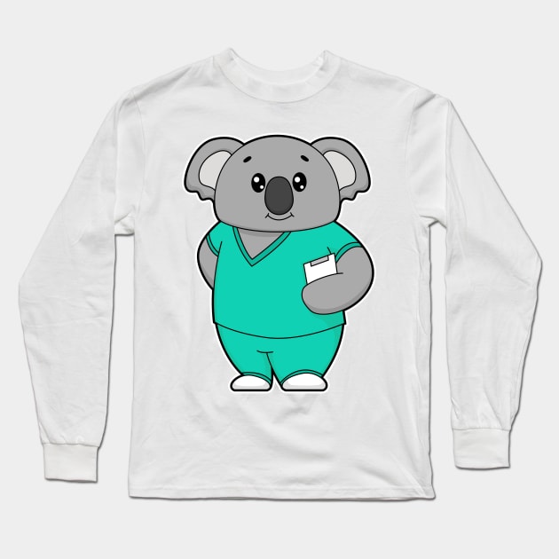 Koala as Nurse with Notepad Long Sleeve T-Shirt by Markus Schnabel